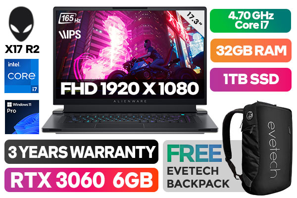 Alienware X17 R2 Core i7 RTX 3060 Gaming Laptop With 32GB RAM