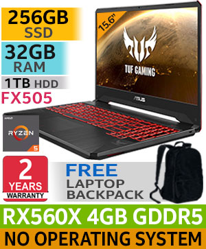 ASUS TUF Gaming FX505D Ryzen 5 Laptop With 256GB SSD And 32GB RAM