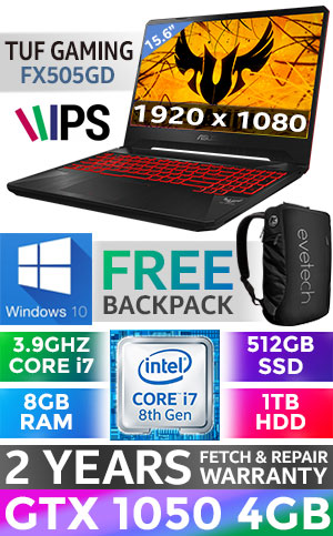 ASUS TUF Gaming FX505GD Core i7 GTX 1050 Gaming Laptop With 512GB
