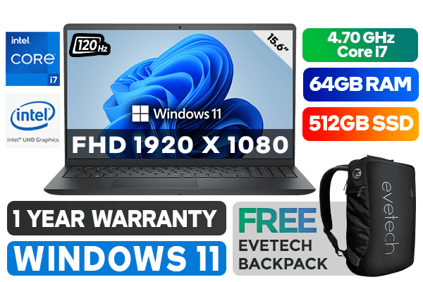 Dell Inspiron 15 3520 - Powerful Intel Core i7 Laptop with 64GB