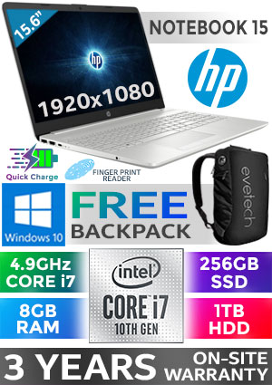 HP 15 Core i7 Laptop 8NH56EA With 256GB SSD And 8GB RAM | Evetech HP 15 Core i7 Laptop 8NH56EA With 256GB SSD And 8GB RAM | Evetech