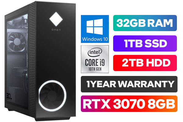 HP OMEN 30L Core i9 RTX 3070 Gaming Desktop PC With 32GB RAM & 1TB