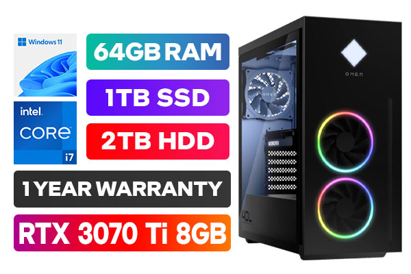 HP OMEN 40L RTX 3070 Ti Gaming Desktop PC 697S6EA With 64GB RAM