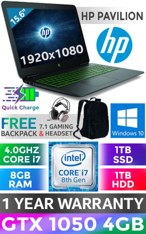 HP Pavilion 15 Core i7 GTX 1050 Laptop With 1TB SSD | Evetech