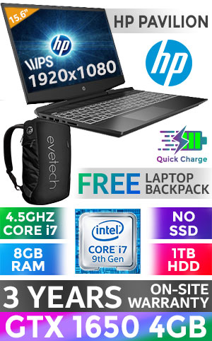 HP Pavilion Gaming 15 Core i7 GTX 1650 Laptop 8RT79EA | Evetech