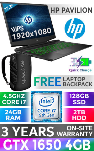 ジャンクHP Pavilion 17インチノート 8GB / 128GB SSD HP Pavilion Gaming 17 Core i7 GTX 1650 Laptop With 128GB SSD And