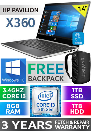 HP Pavilion x360 Core i3 Laptop With 8GB RAM & 1TB SSD | Evetech
