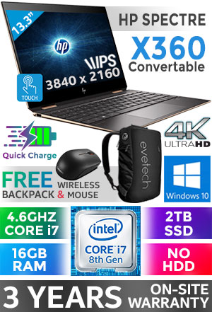 HP Spectre x360 Core i7 4K Convertible Laptop With 2TB SSD | Evetech