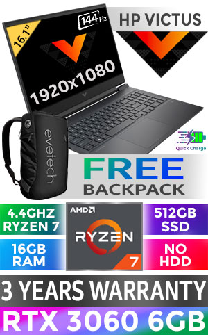 HP Victus Ryzen 7 RTX 3060 Gaming Laptop 488N1EA | Evetech
