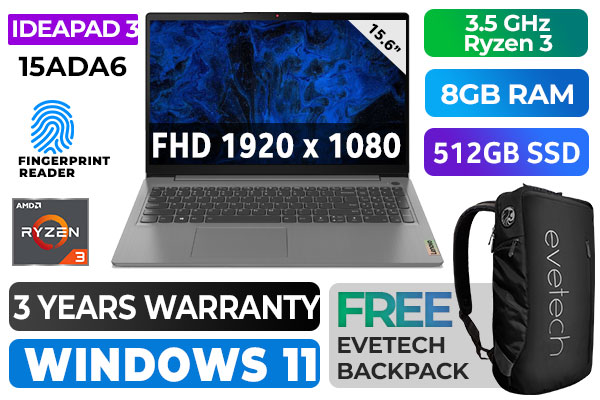 Lenovo IdeaPad 3 15ADA6 Ryzen 3 Laptop 82KR006BSA With 8GB RAM
