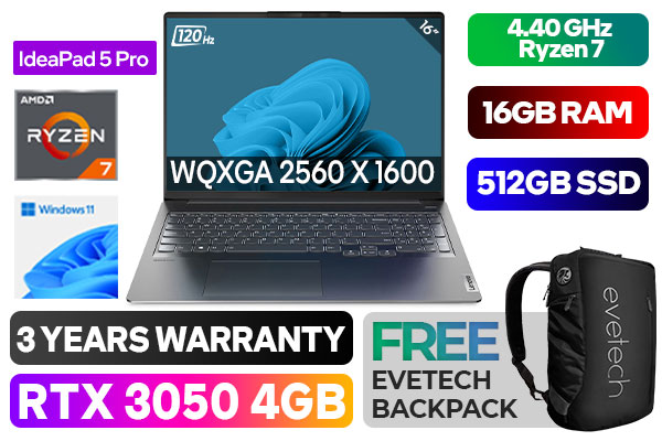 Lenovo IdeaPad 5 Pro - Powerful Ryzen 7 Laptop | 82L500TYSA | Evetech