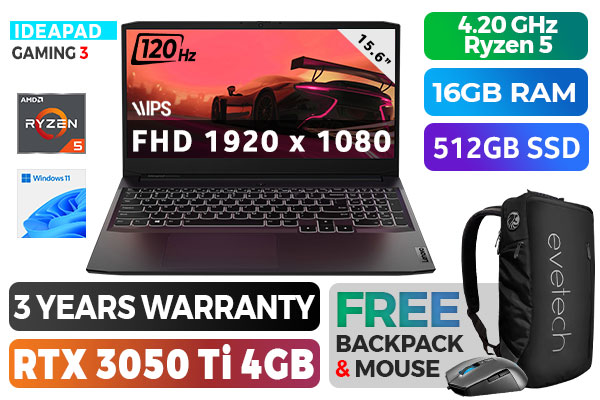 Lenovo IdeaPad Gaming 3 Ryzen 5 RTX 3050 Ti Gaming Laptop | Evetech
