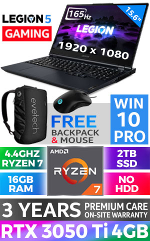 Lenovo Legion 5 15ACH6 Gaming Laptop With 16GB RAM & 2TB SSD | Evetech