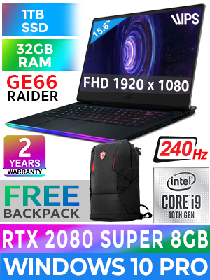Portátil MSI GE66 Raider 10SFS-054ES i9/32GB/SSD de 1TB