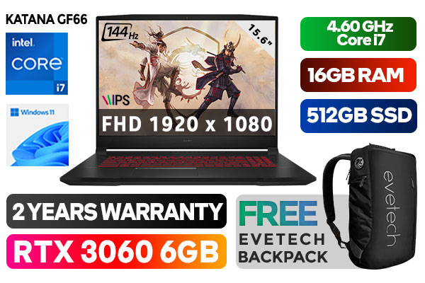 MSI Katana GF66 12UE Core i7 RTX 3060 Gaming Laptop | Evetech